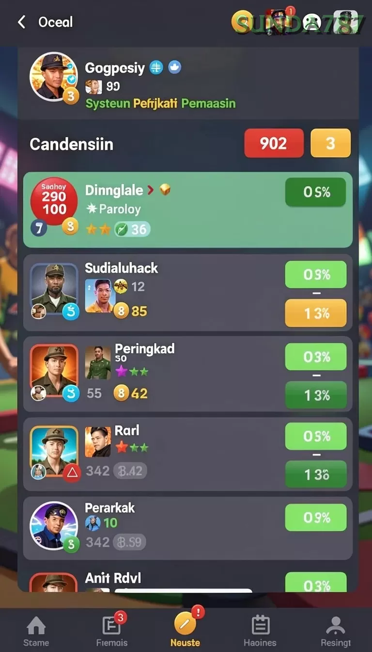 Cuplikan layar FB168 — aktivitas